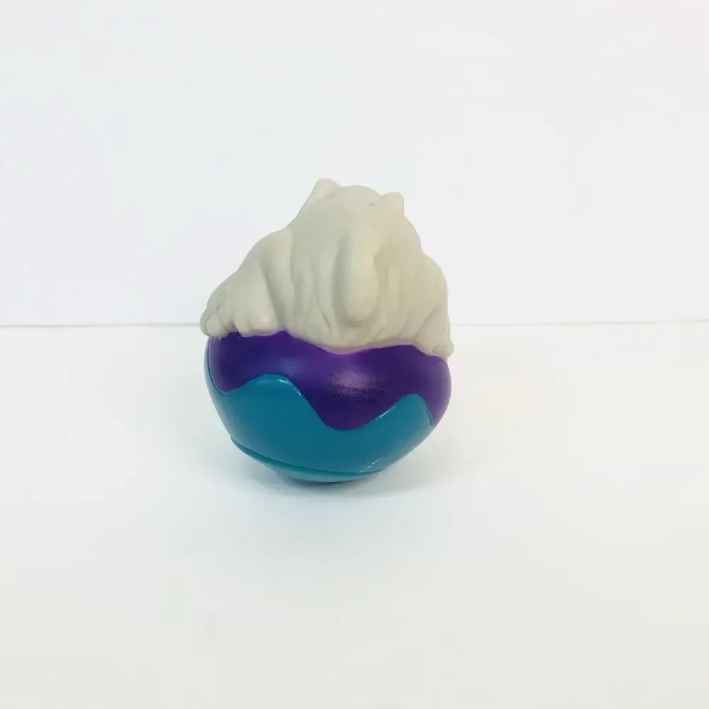 Vtg 1996 Hardee's Dakin FCN White Dog on Purple Teal Ball‎ Wobble Toy Figurine